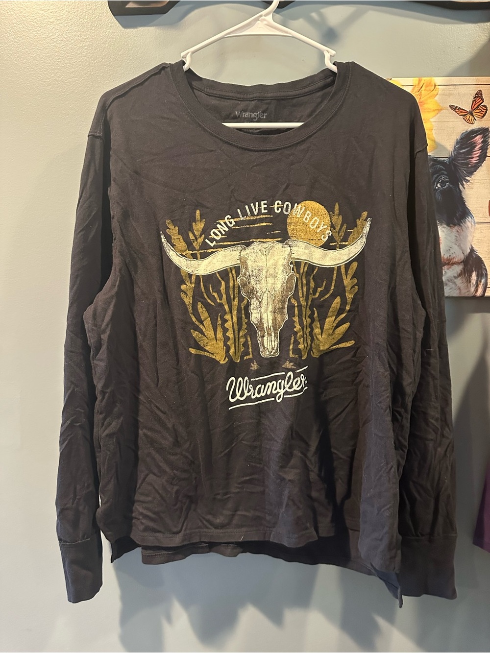 Wrangler Black Crewneck Tee with Subtle Logo